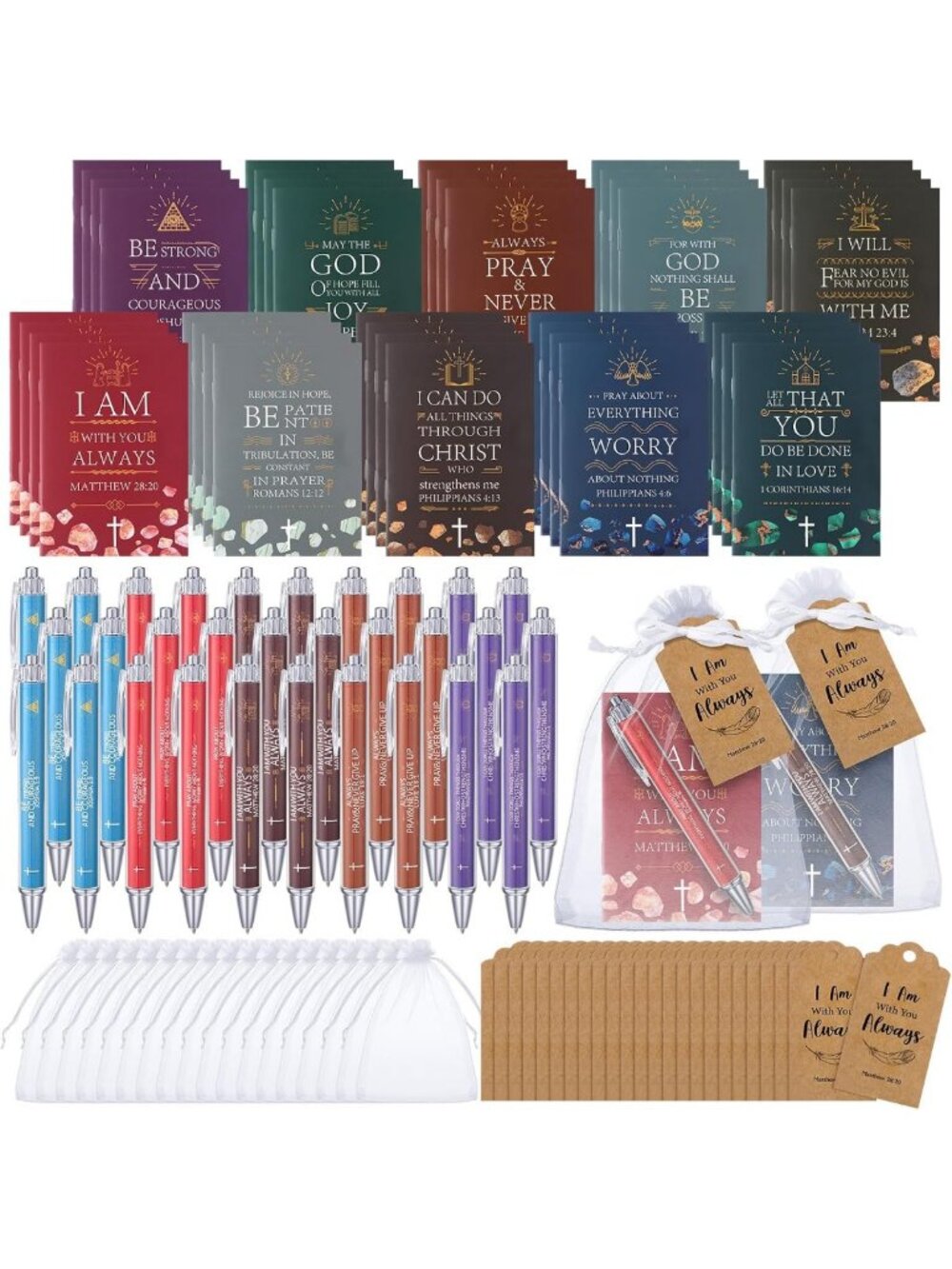 200 Pcs Christian Gift Set - Bible Verse Cards, Multicolor Inspirational Decor